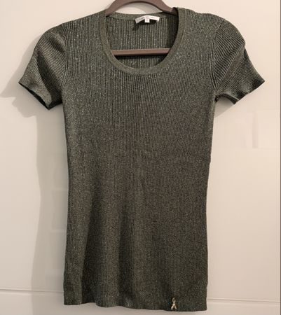 Damen Shirt PATRIZIA PEPE Grösse 2 Rib Knit glitzernd