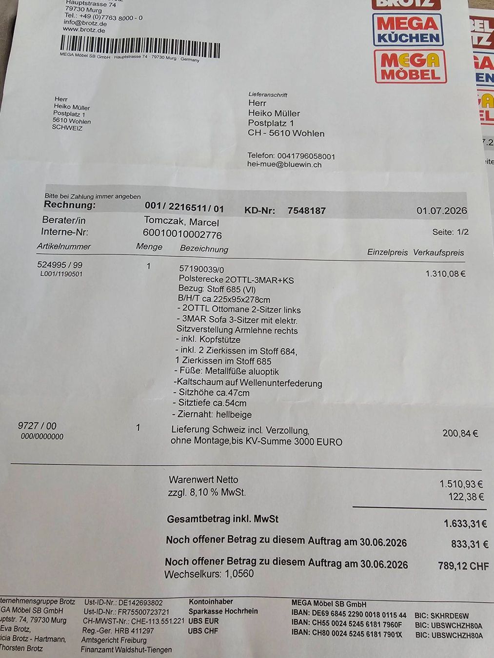 Divani: Neues Ecksofa- Ottomane – Nuovo (secondo la descrizione) da Wohlen AG venduto da moz_p8rd 9