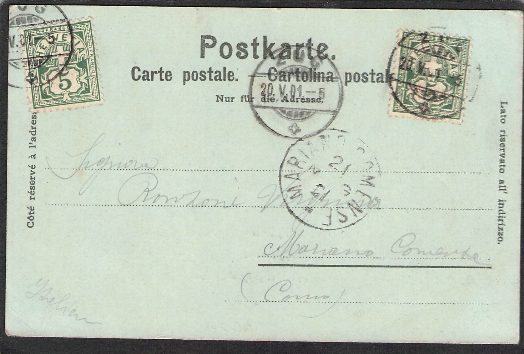 Cartoline postali: ,Litho Gruss aus Zug , 1901 – Usato da Reichenburg venduto da ibiza18 1
