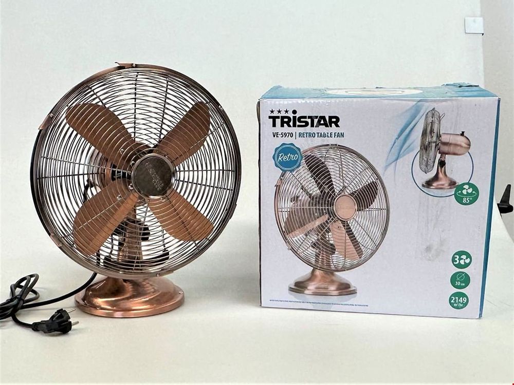 Ventilateur Sur Pied Tarrington House - 3 Vitesses, Oscillation, Pied En Bois, Pales 39 Cm, Design Argent/marron