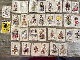 "Der Schwarze Peter" 31 Spielkarten mit Märchensujets 50er J