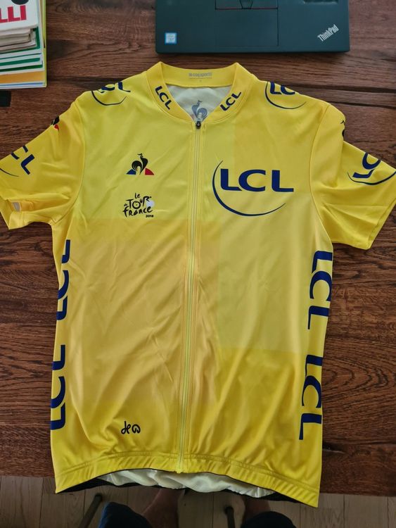 Maillot cycliste jaune Tour de FRANCE LE COQ SPORTIF shirt jersey camiseta L