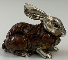 Petit lapin en métal argenté émaillé