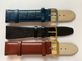 3 Stück Uhrenarmband 22mm Leder, gemischt