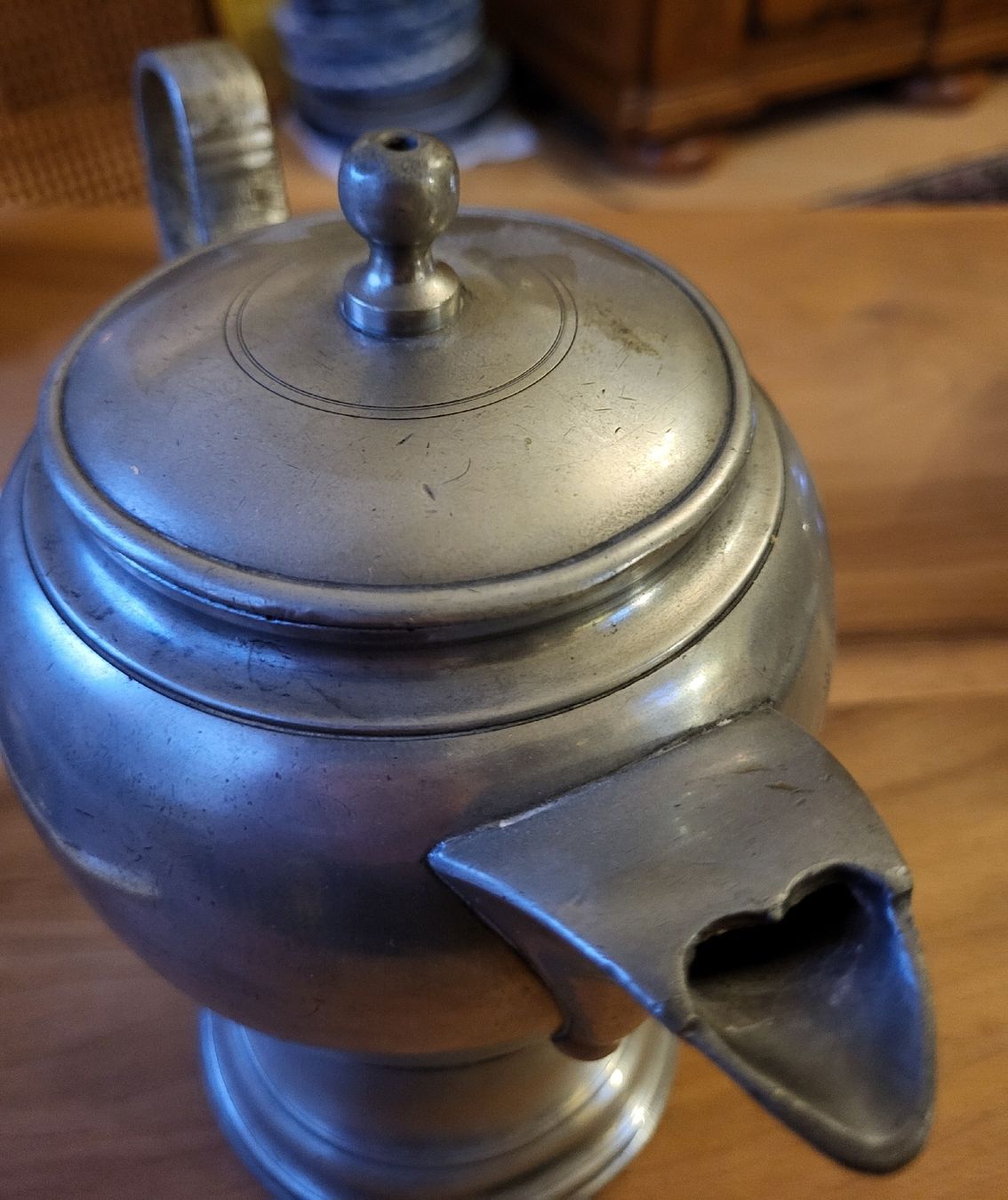 Teiere: Kaffeekanne Zinn 1865, E. Lerche. antik, wird verschickt. – Usato da St. Gallen venduto da nikolausraphael 3