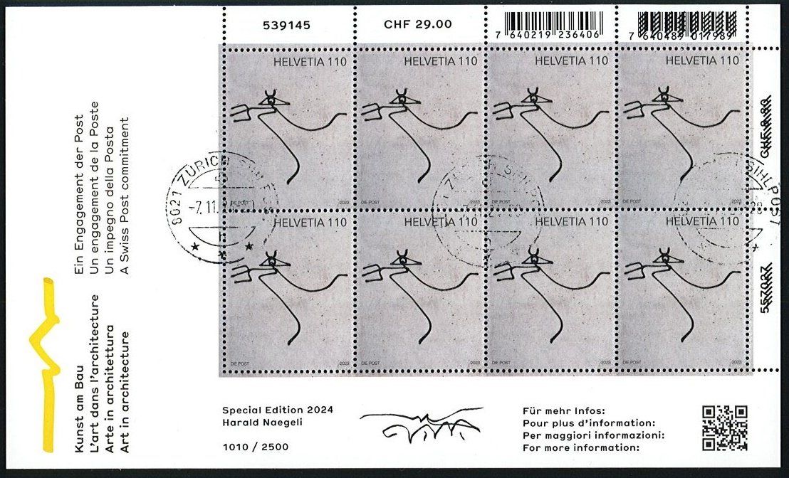 Alle Briefmarken: Harald Naegeli 2024 Spezial Edition Kleinbogen ET-o Folder – Neu und originalverpackt aus Fribourg von philafri