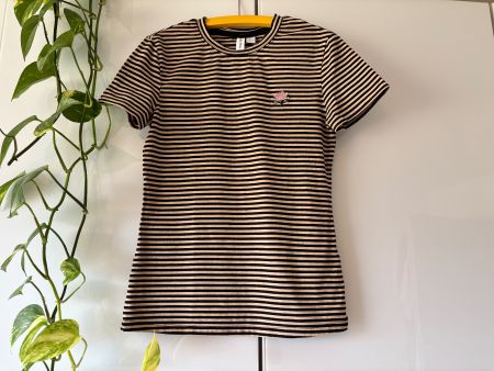 & OTHER STORIES gestreiftes Shirt mit Blumenstickerei Gr. XS