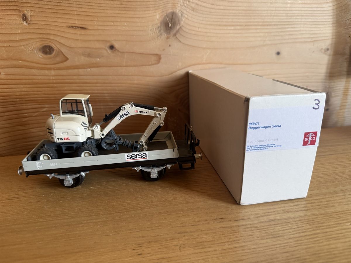 Buco Modellini di ferrovie: BUCO Baggerwagen Sersa 8694/1 Spur 0 – Usato da Amden venduto da vipernatter