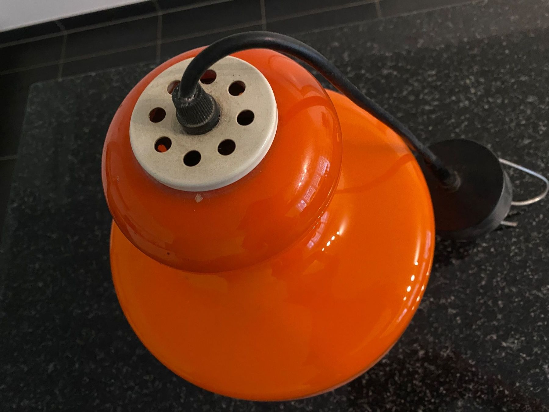 Lampadari & plafoniere: Orange Glas Hängelampe, Vintage! – Usato da Bätterkinden venduto da Albera 3