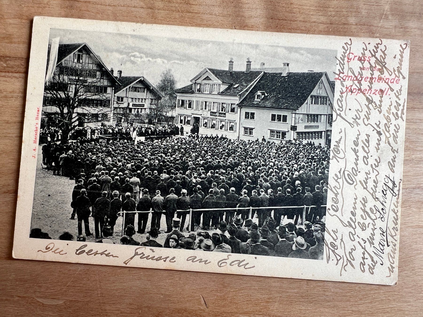 Ansichtskarten: Gruss von der Landsgemeinde Appenzell, 1908 – Gebraucht aus Stäfa von Hannahsita14
