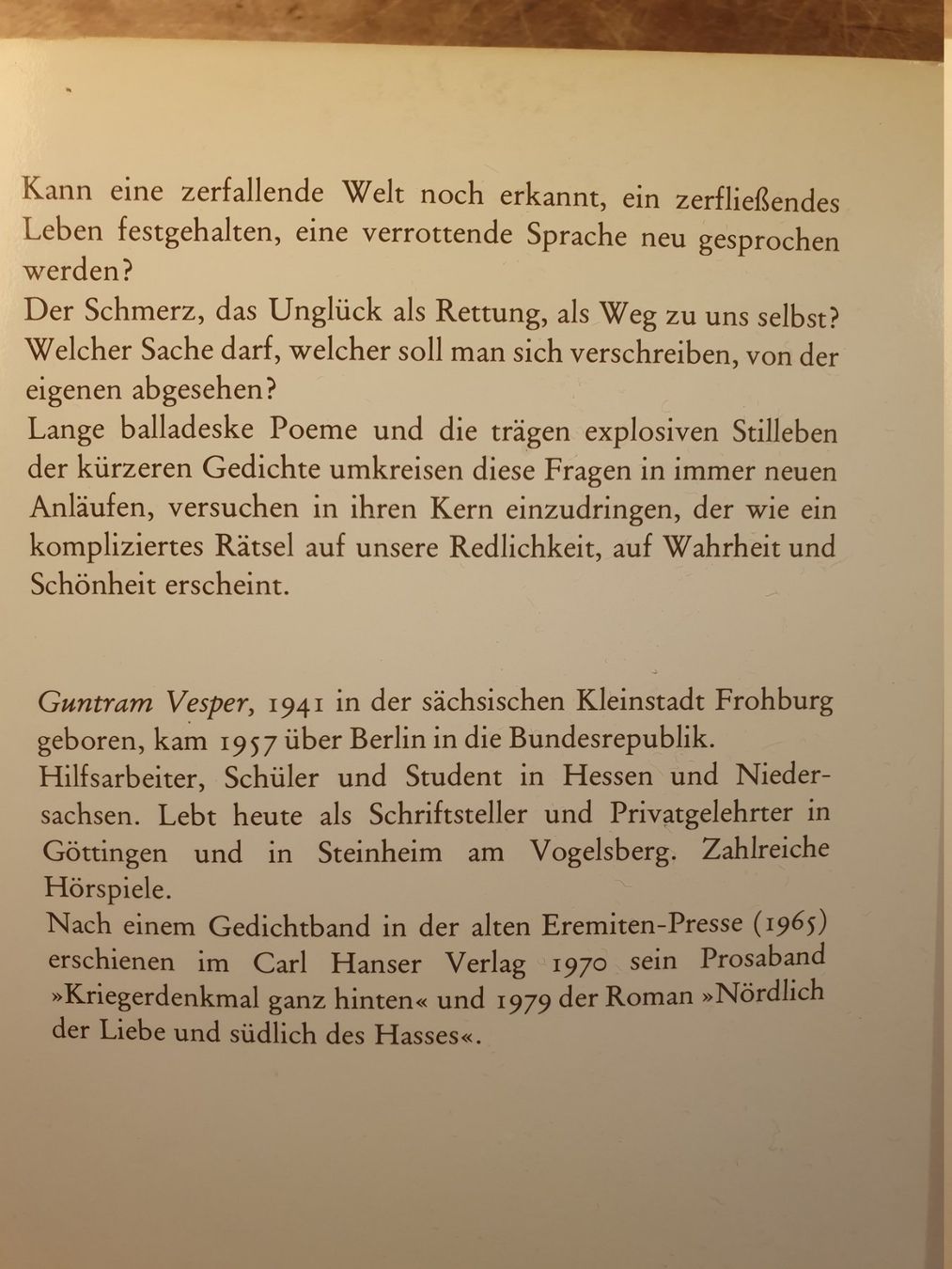 Libri: Die Illusion des Unglücks - Guntram Vesper – Usato da Zürich venduto da loosebone 1