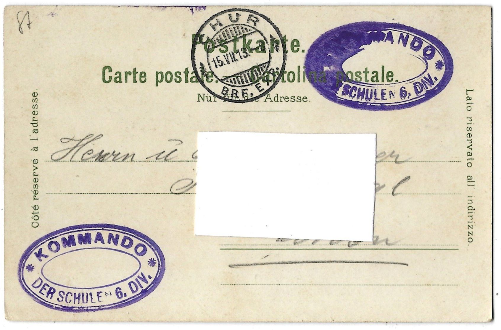 Cartoline postali: Chur.    -     Kaserne – Usato da Bütschwil venduto da Jackson1A 1