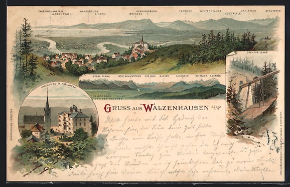 Ansichtskarten: Litho Walzenhausen, Blick auf den Ort, D – Gebraucht aus Berlin von bartko-reher