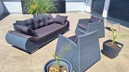Gartenmöbel Polyrattan Set 1 Sofa 2 Sessel guter Zustand