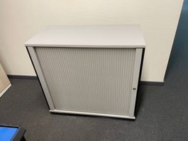Büro Rolladen-Aktenschrank Holz Hellgrau