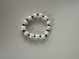 Perlenarmband COCO-Style, Modeschmuck schwarz/weiss 8mm