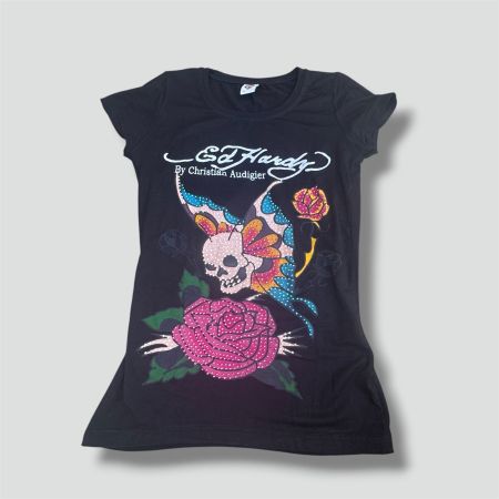 Ed Hardy skull & rose vintage top retro t-shirt damen S