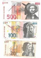 3 x Slowenische Banknoten / 620 Tolarjev (1992 - 2005)