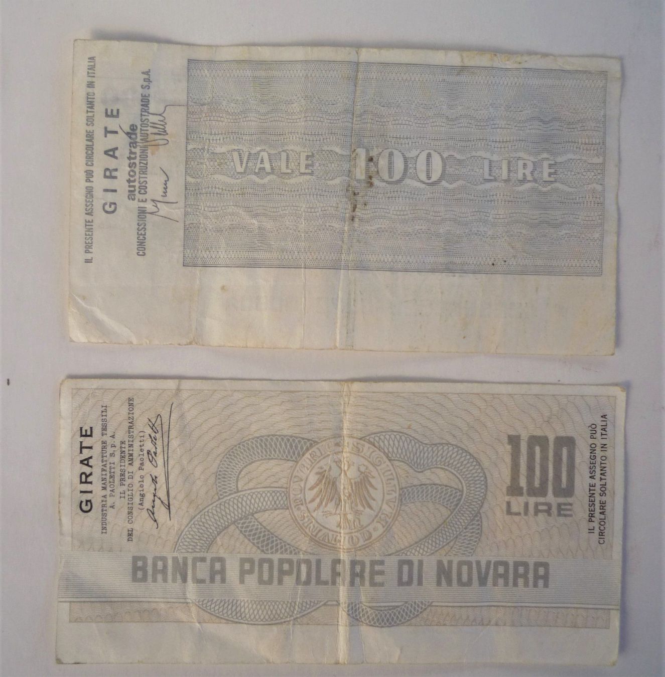 Banknoten: 2 x 100 Lire Checks – Gebraucht aus Rafz von Sonnenblume305 1