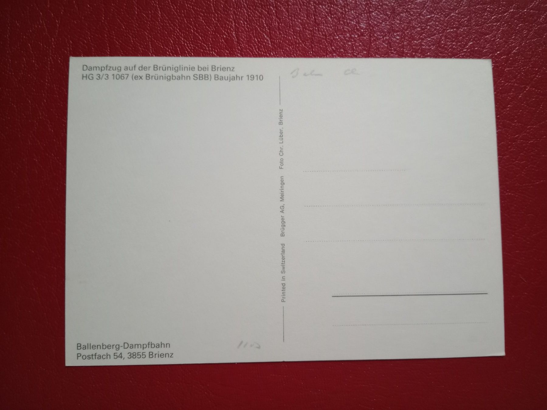 Cartoline postali: Ak Bahn Dampfzug der Bruniglinie – Usato da Küttigen venduto da Melisch1000 1