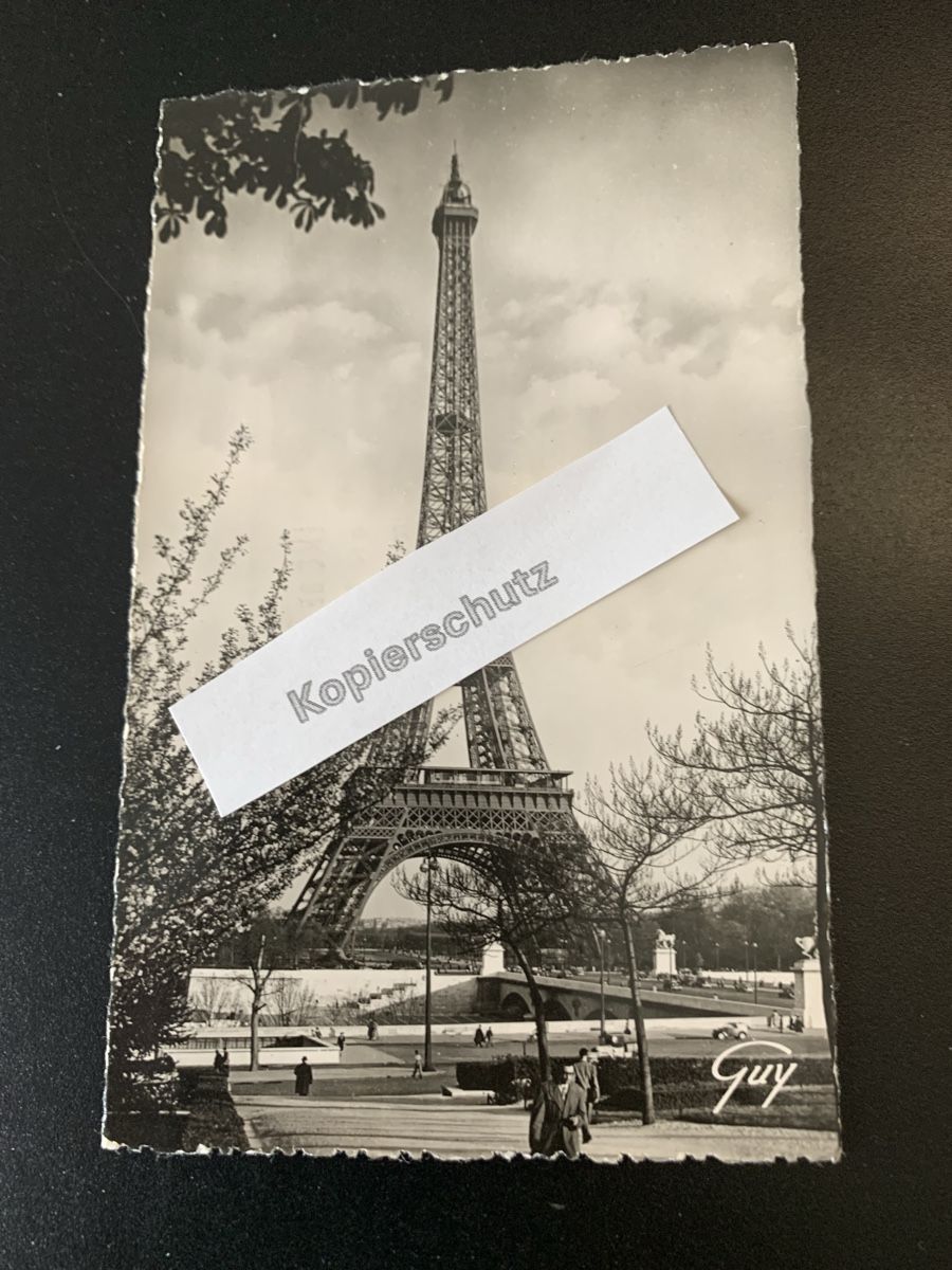 Cartoline postali: Alte Ansichtskarte Paris Eiffelturm, Briefmarke, Jahr 1955 – Usato da Erlenbach ZH venduto da Ritschly
