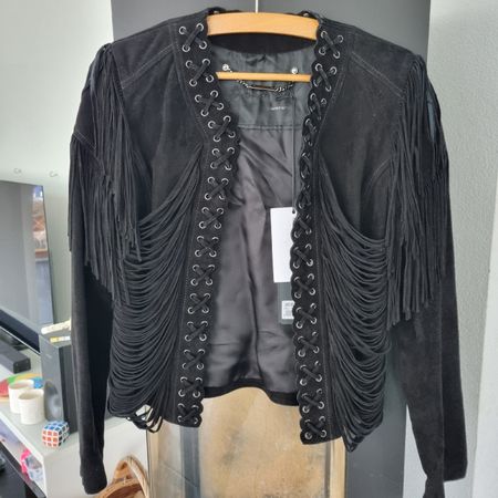 Lederjacke Fransen Barbara Bui schwarz 36 neu