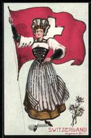 Schweiz, Frau in Tracht mit Schweizer Fa