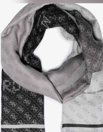 Écharpe Guess Logo Gris & Noir Tendance Hiver 2024-2025