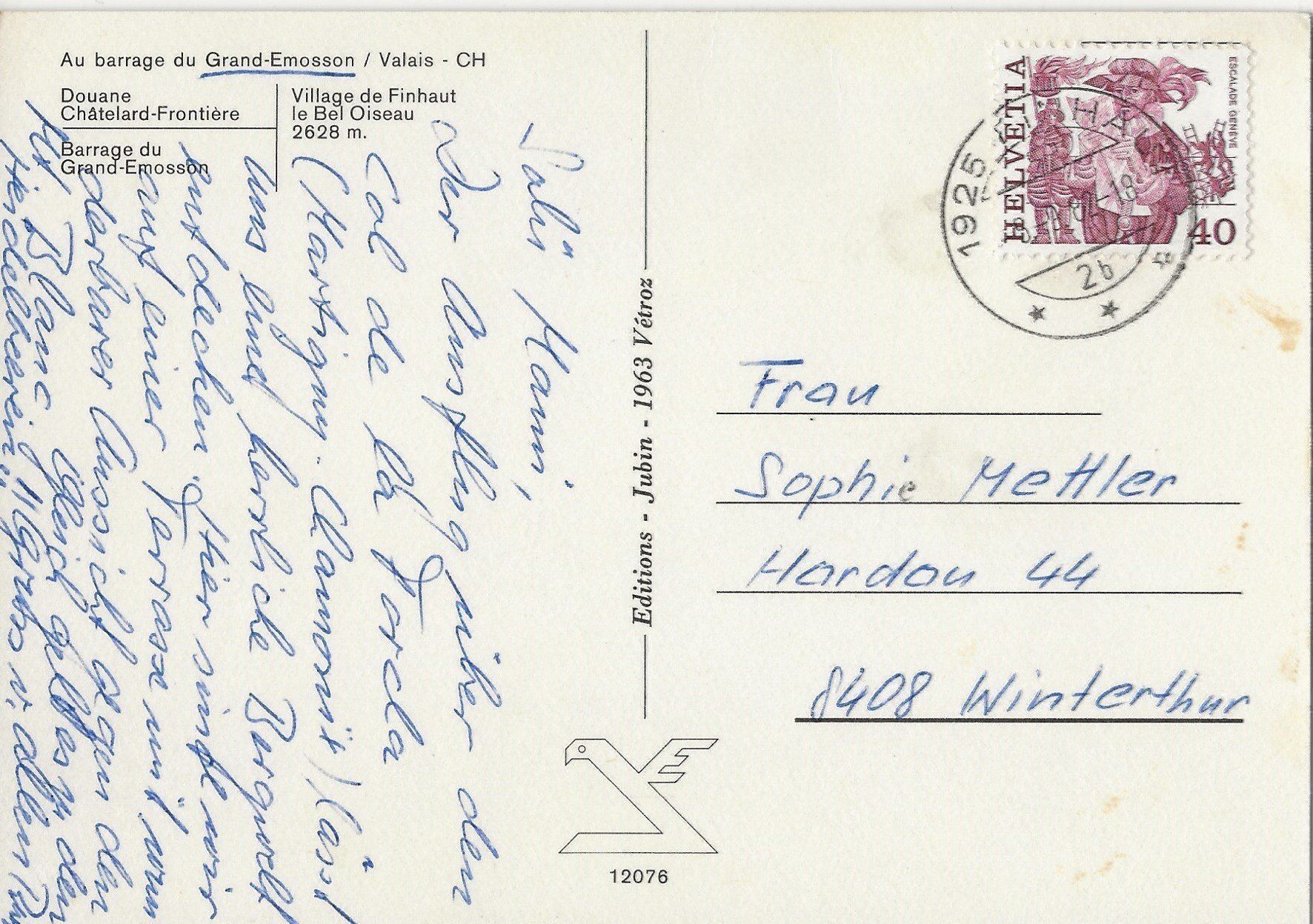 Cartoline postali: Grand-Emosson VS,Finhaut,Bergbahn – Usato da Frauenfeld venduto da Merk52 1