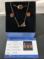 K18 Gold Elegantes Feuer-Citrin Set mit Zertifikat