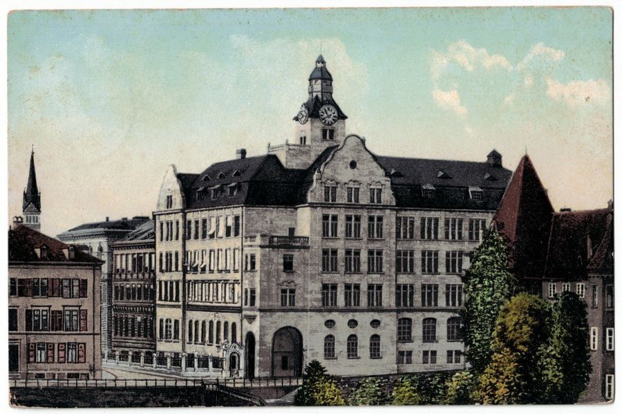 Cartoline postali: Basel, Neue Töchternschule, gelaufen 1913 – Usato da Frauenfeld venduto da POML