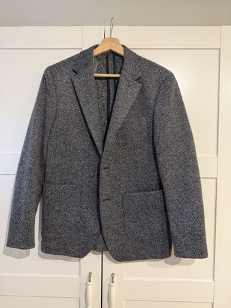 Herren Sakko WE Fashion Fischgrätenmuster grau 