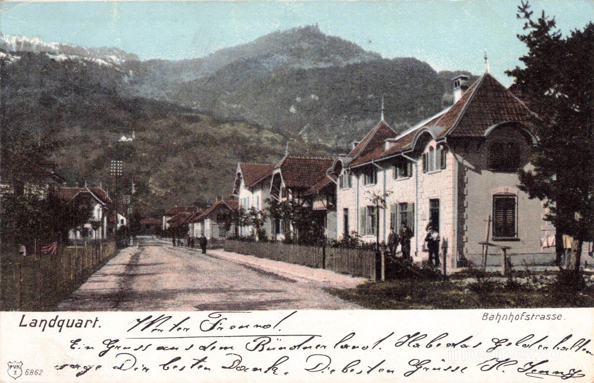Cartoline postali: Landquart GR // 1905 Bahnhofstrasse – Usato da Basel venduto da intermezzo12