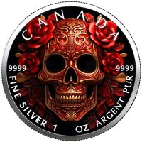 Mexico Skull 2023 Maple Leaf 1 OZ SILBER -COLOR EDIT