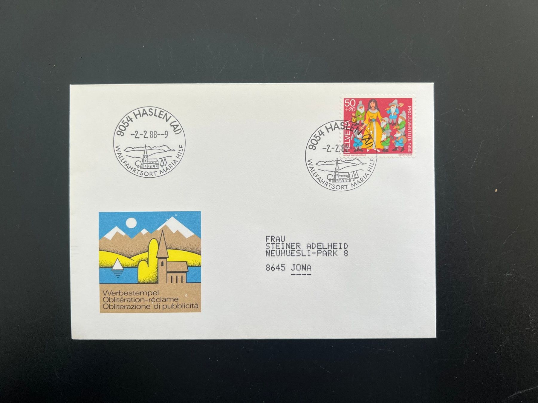 Alle Briefmarken: Haslen Erstagbrief-Werbe-Stempel  (M928) – Gebraucht aus Hinwil von Sidi4