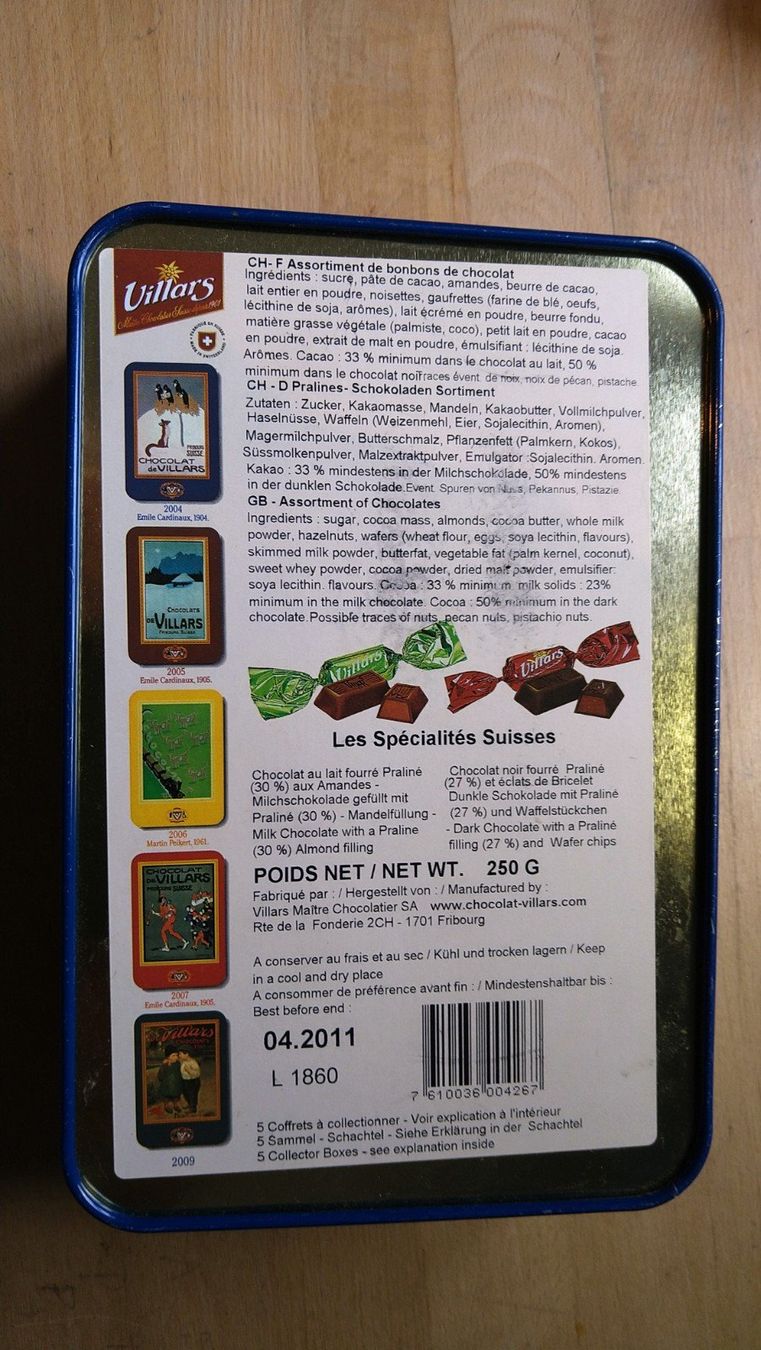 Dosen: Blechdose Chocolats de Villars – Gebraucht aus Gelterkinden von martinom 2