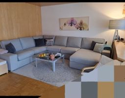 Ecksofa grau mit Ottomane in gutem Zustand gebraucht