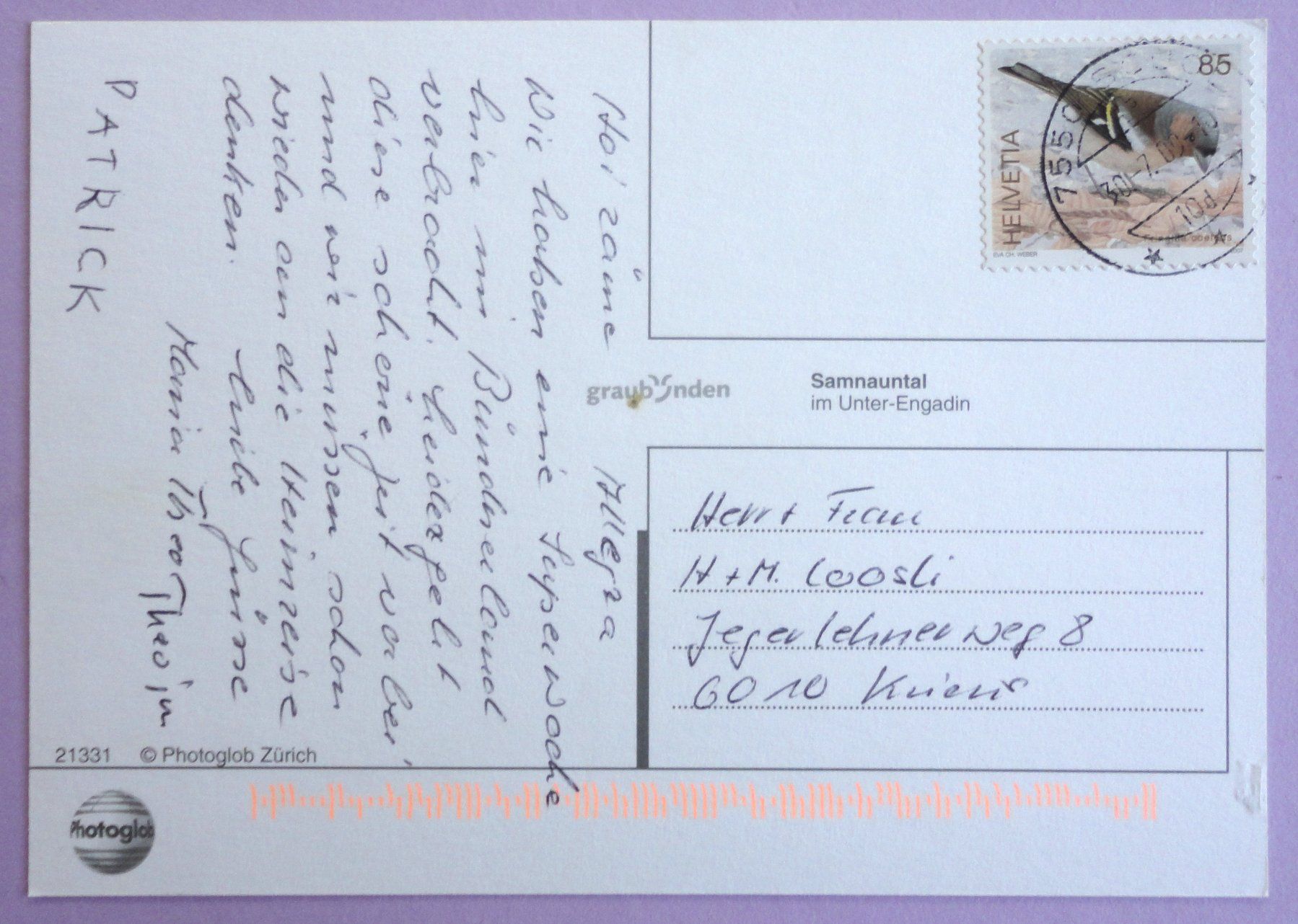 Cartoline postali: Samnauntal im Unter-Engadin – Usato da Fétigny venduto da Billy2miny 1
