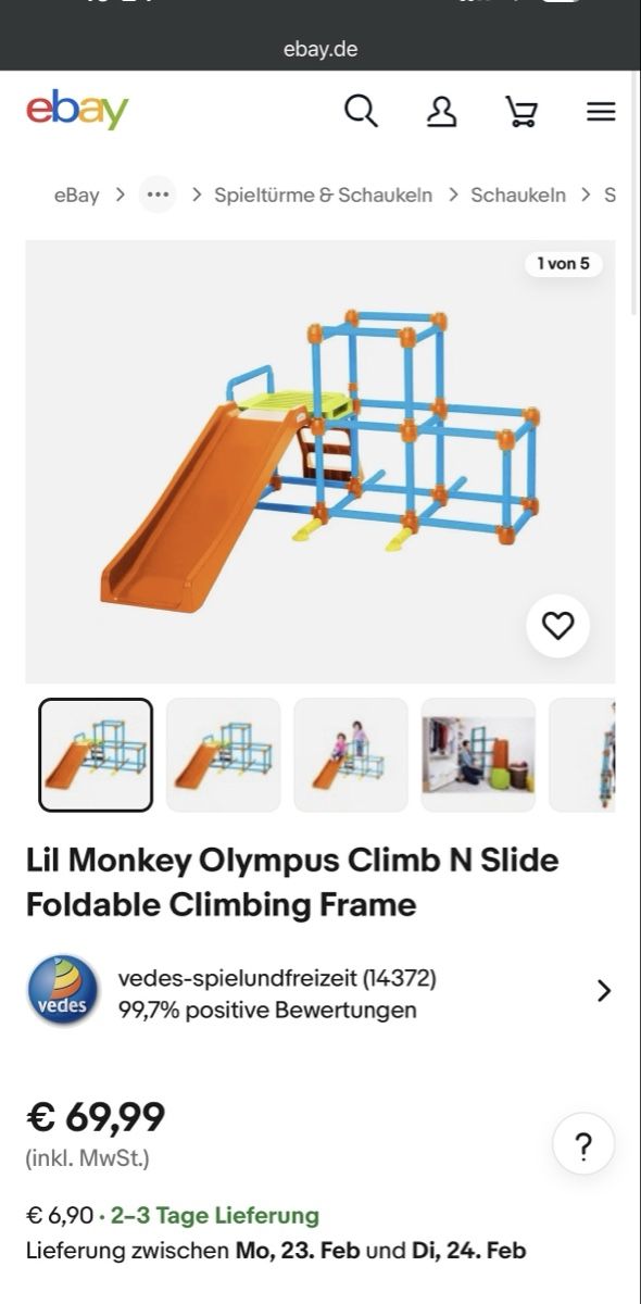 Casette per bambini: Lil' Monkey Olympus Climb N Slide - Kids Climbing Frame – Usato da Brugg AG venduto da Winter789 6