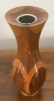 Wunderschöne Vintage Holzvase mit Metalleinsatz
