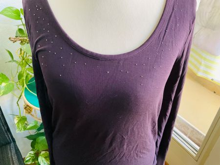 Shirt COPCOPINE manches longues prune, avec Swarovskis, t. M