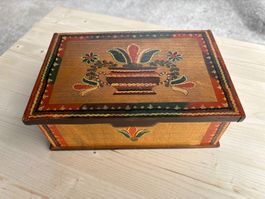 schöne Toggenburger Bauern-Malerei A. Edelmann Holzschatulle