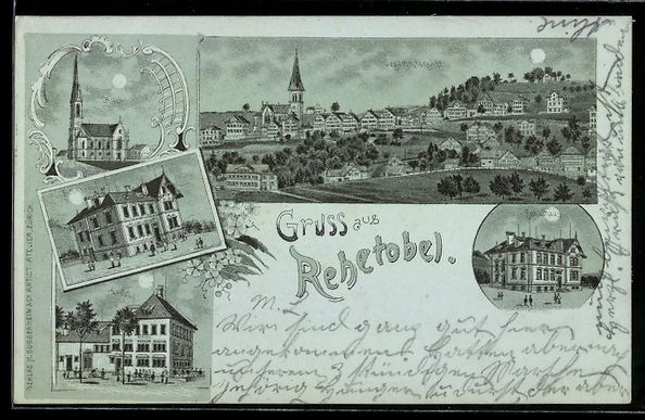 Cartoline postali: Mondschein-Lithographie Rehetobel, Kirch – Usato da Berlin venduto da bartko-reher