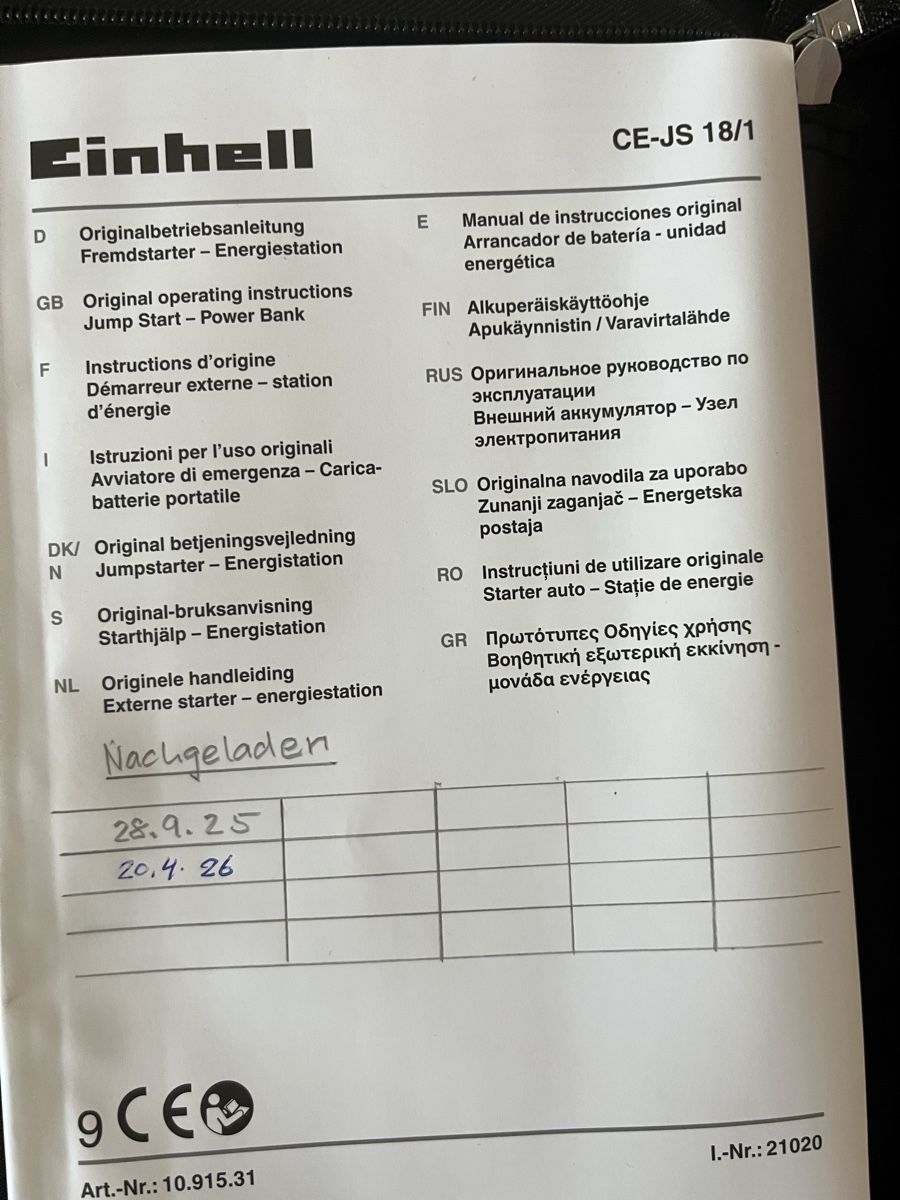 Caricabatterie: Einhell Starthilfe CE-JS 18/1 neuwertiger Zustand – Usato da Zürich venduto da robafladse 3