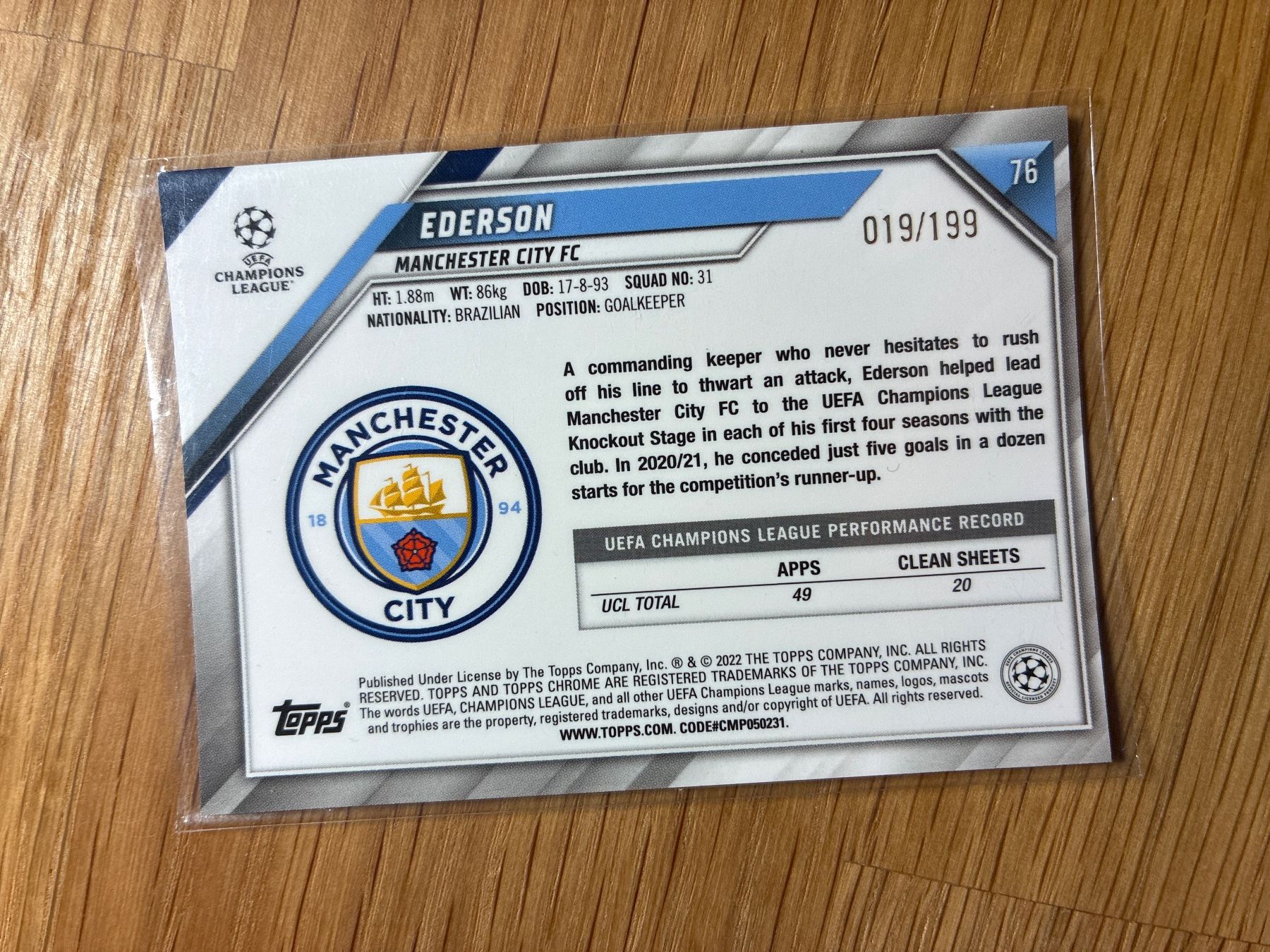 Panini Carte collezionabili: Topps Chrome Ederson /199 – Usato da Wangenried venduto da Garagara 1