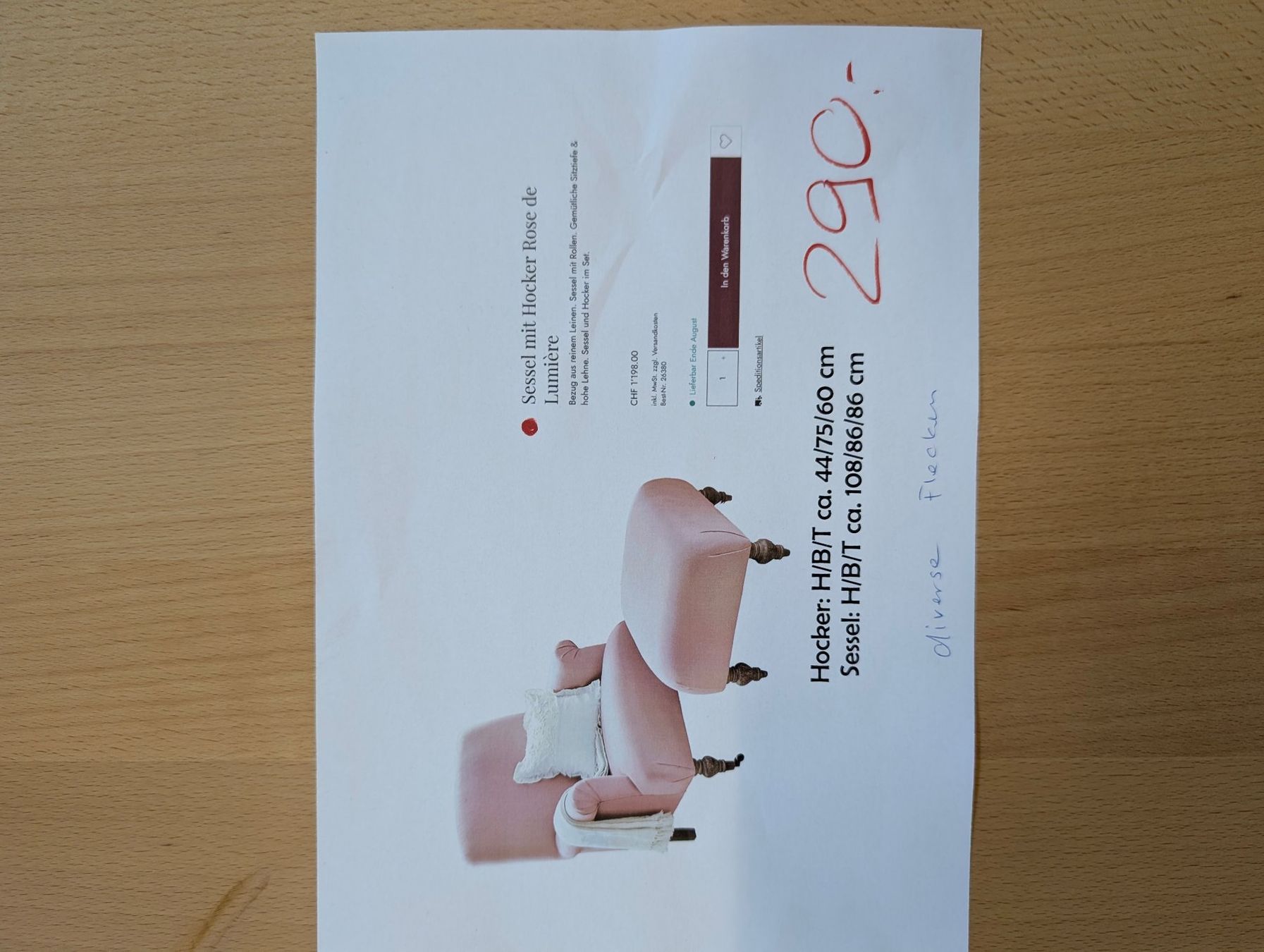 Loberon Poltrone: Sessel mit Hocker Rose de Lumière ab Ausstellung  B-Ware – Nuovo (secondo la descrizione) da Grabs venduto da Moebelsparadies 6
