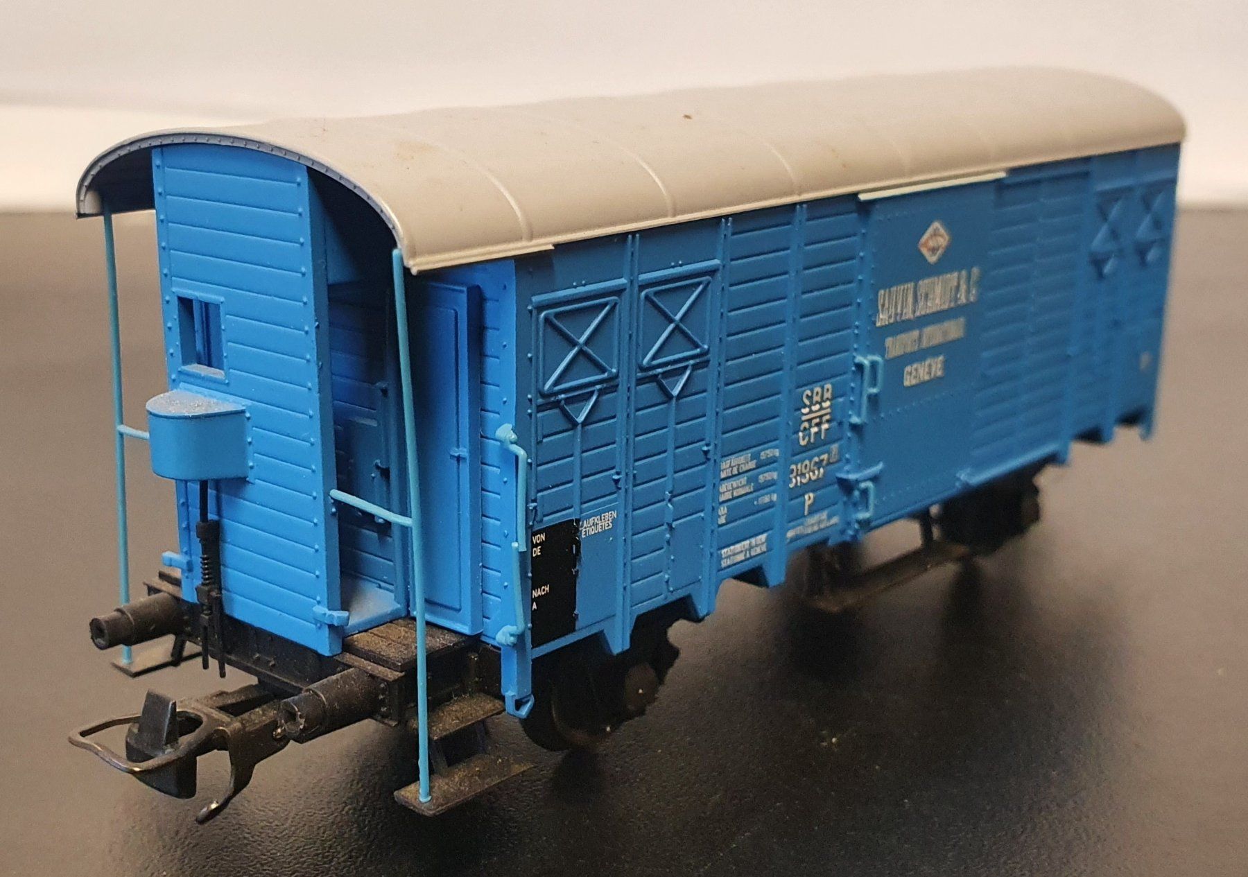 Roco Modellini di ferrovie: ROCO:DC: SBB GÜTERWAGEN K3 "SAUVIN" BLAU – Usato da Biglen venduto da taunus82 1