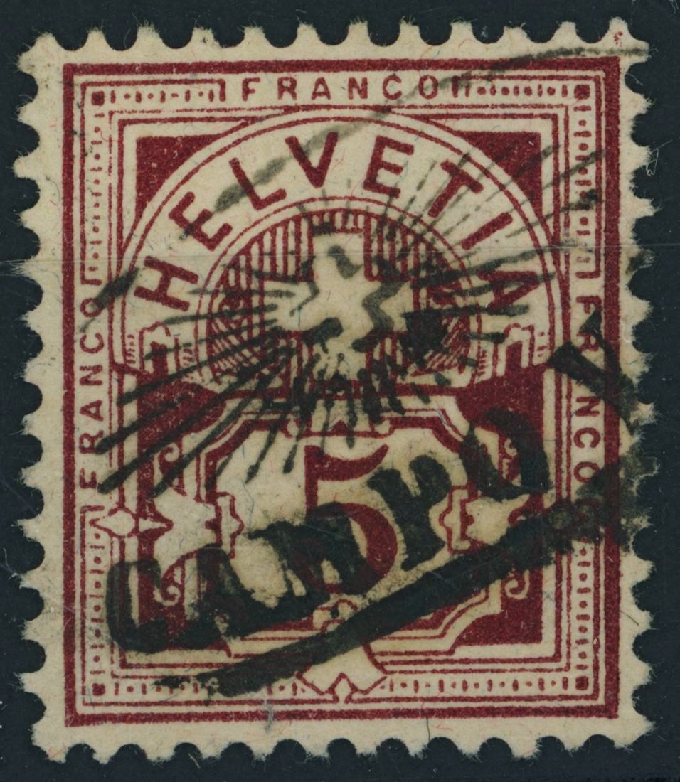 Tutti i francobolli: TI Campo - Strahlenstempel Voll - Wertziffer – Usato da Schindellegi venduto da leecollect