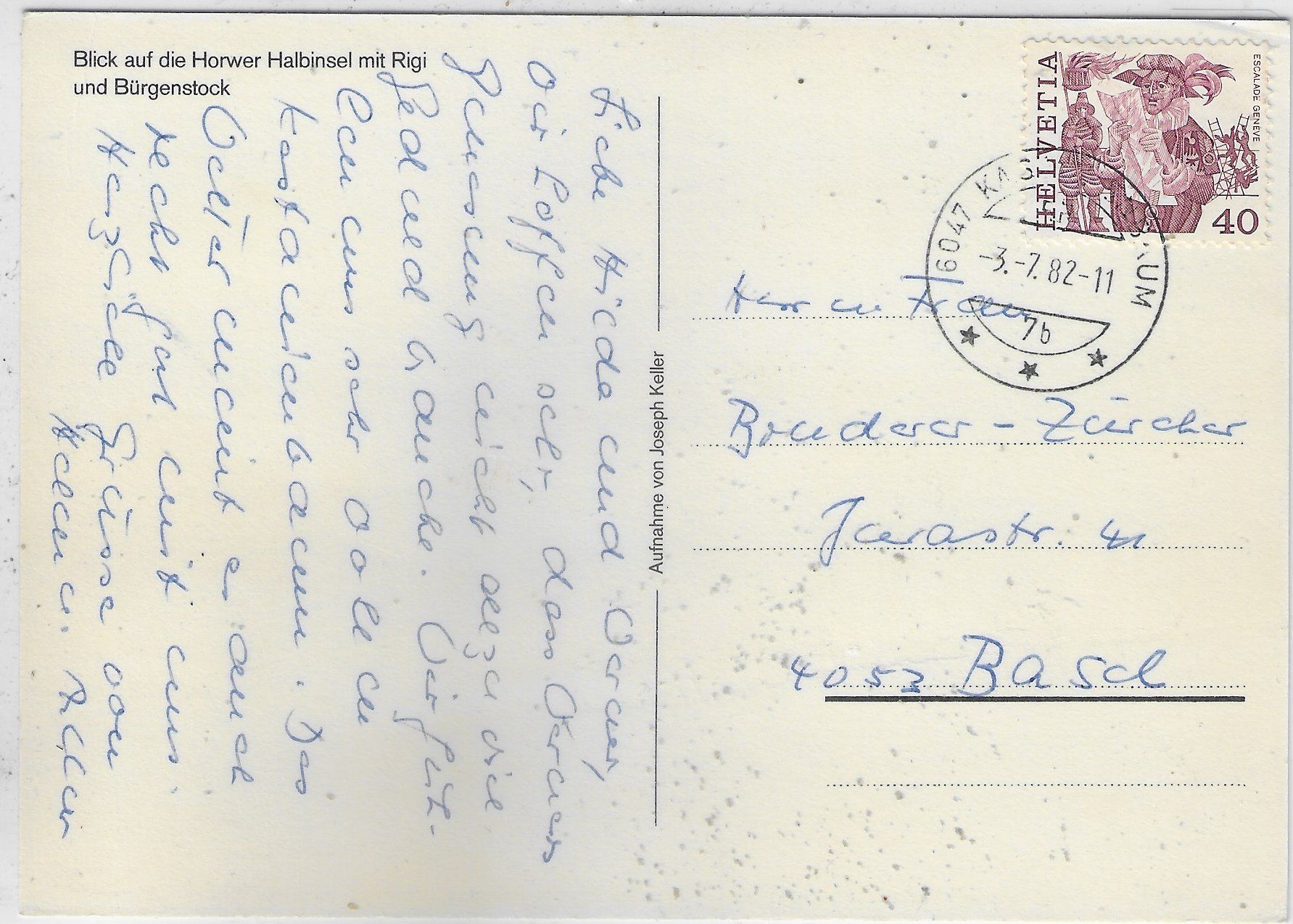 Cartoline postali: Blick auf Horwer Halbinsel mit Rigi – Usato da Ettingen venduto da Kartenplanet 1