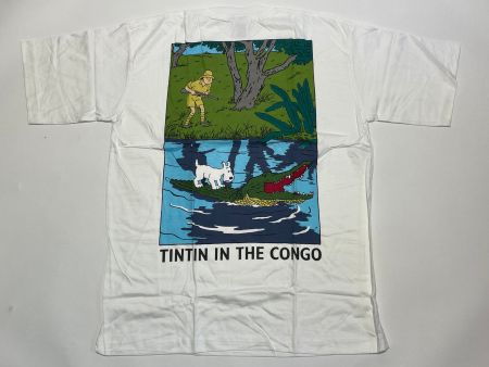 Vintage 90s T-Shirt Tintin Double Print New Under Blister L